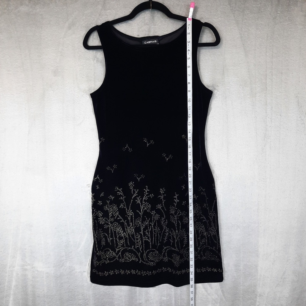 VTG Black Velvet Mini Dress Silver Glitter Womens Small Whimsigoth Fairy Grunge - Picture 12 of 13
